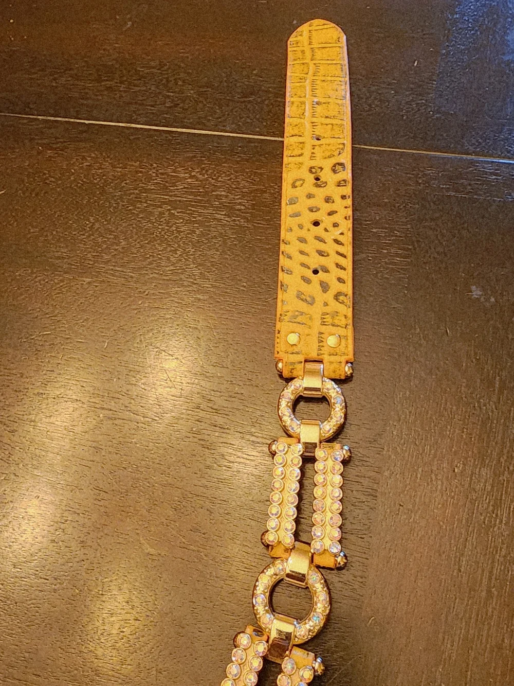 Leatherock Gold-Tone Crystal Link Belt